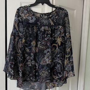 Style & Co. Black and Gold Paisley Blouse